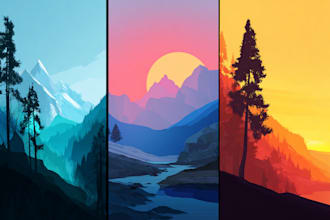 create vector illustration for landscapes and objects
