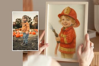 turn your child dream profession into a watercolor portrait