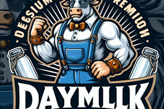 design high quality dairy farm milk mascot logo with t shirt design
