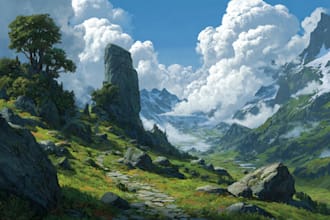 draw a natural landscape and background illustration