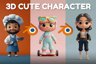 create 3d cute characters, animals, cartoon modeling for mascot or 3d print