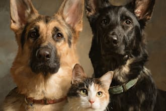 do a custom pet portrait, cat or dog illustration portrait
