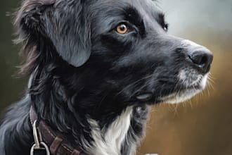draw realistic digital pet portrait dog, cat, horse