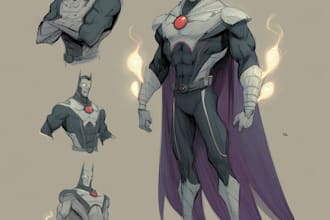 drawing custom superhero character in action