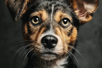 draw realistic digital pet portrait dog