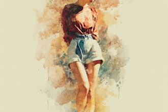 paint a watercolor painting portrait in my style