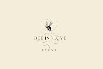 design unique bee love events logo