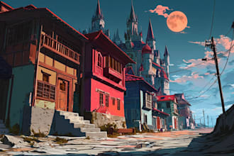 design a anime art with background