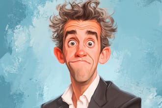 draw sports cartoon with big head or caricature style