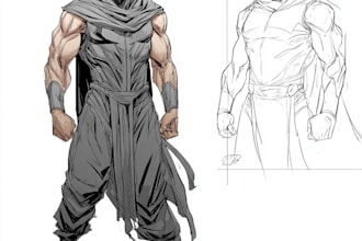 illustrate full body comic characters with dynamic poses
