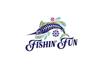 design creative pictorial fishing fun logo