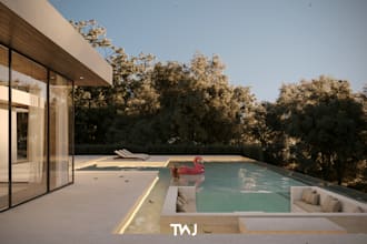 photorealistic 3d interior rendering for bedroom, living room and kitchen in 4k