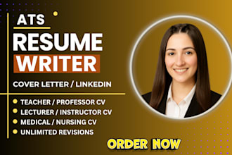 write ats teacher resume,professor cv,academic,medical and nursing resume and cl