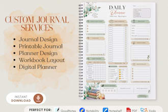 design digital journal, daily planner, printable journals