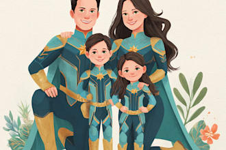 make a family superhero portraits for you