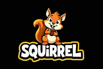 create an awesome squirrel eat mascot logo with express delivery