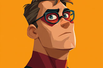 draw cartoon, anime, super hero portrait or concept art