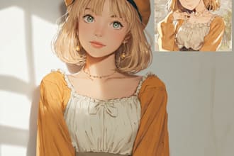 draw anime art illustration, fanart, vtuber model