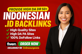 provide high da DR 50 plus indonesian id backlinks