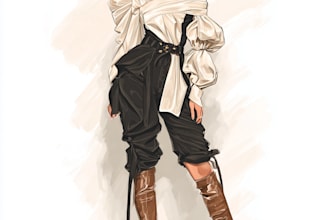 do a fashion illustration, sketch, portrait