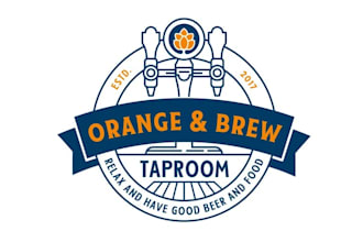 design motivation orange brew craft beer shop logo