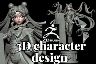 sculpt high quality custom 3d character statue action figure stl for printing