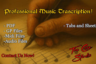 transcribe your music into professional sheet and tabs