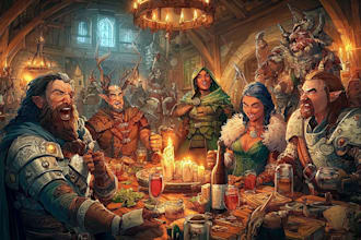 create dnd art, fantasy character for dnd party