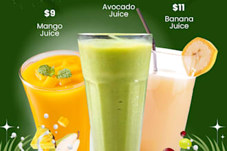 do the creative design and promotional juice menu