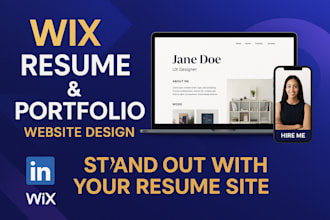 design wix resume website, wix resume and personal portfolio with modern layout