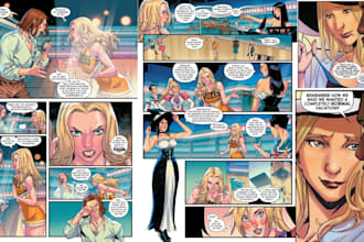 draw graphic novel illustration, comic book page nsfw comic as a comic artist