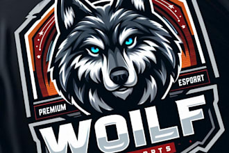 design high quality esport wolf logo with t shirt design