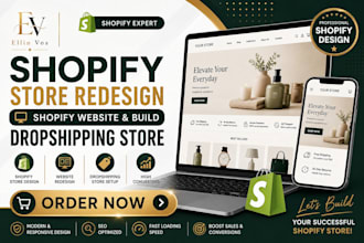 design shopify store, shopify website and dropshipping store