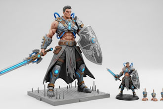 sculpt 3d character, action figure model, toys for 3d printing and rendering