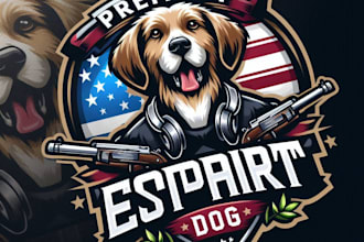 design high quality esport vintage dog logo with t shirt design
