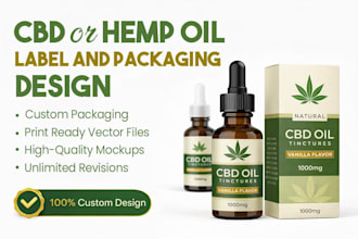 design cbd hemp oil bottle label or custom product packaging