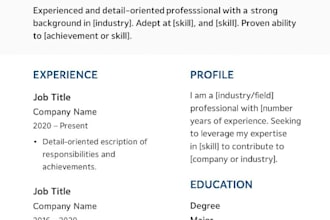 create a professional and modern CV and resume