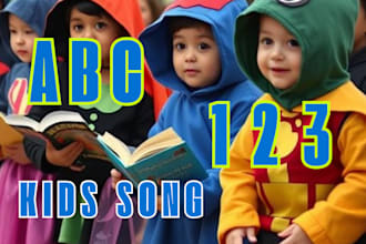 compose a,b,c or 1,2,3, rhymes for kids, produce children music
