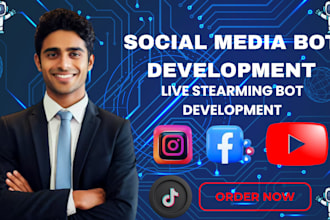 develop automated tiktok bot, live streaming bot, instagram API bot, twitter bot