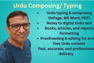 provide urdu typing and composing services for books, articles, and documents