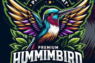 design high quality vintage esport hummingbird logo with t shirt design