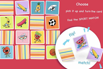 design educational kids playing card animal memory flash card box mockup