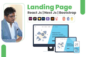 create responsive landing page with react js, next js, and bootstrap
