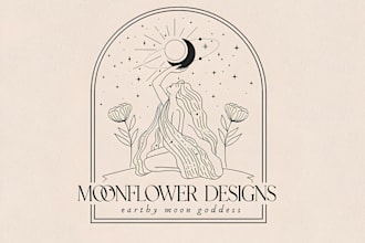 create creative boho, botanical, whimsical, and floral logo