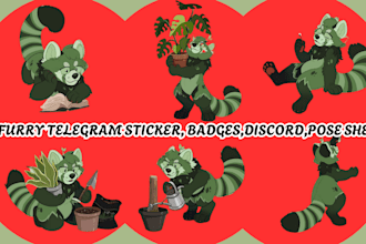 design custom telegram stickers, animated furry, oc, emoji, nsfw, crypto pack,