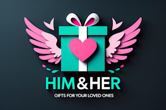 design a 3d romantic gift logo for couples, shops and brands