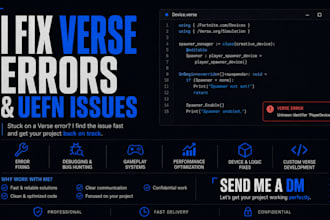 create custom verse code or fix your verse code