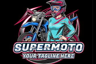 make female biker logo for you with my own creativity