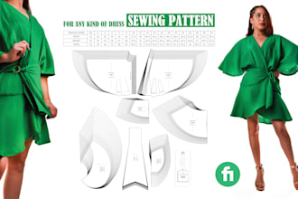 create sewing pattern for clothing, dress, and garments