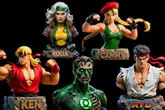 sculpt custom 3d printable character busts and full statues stl